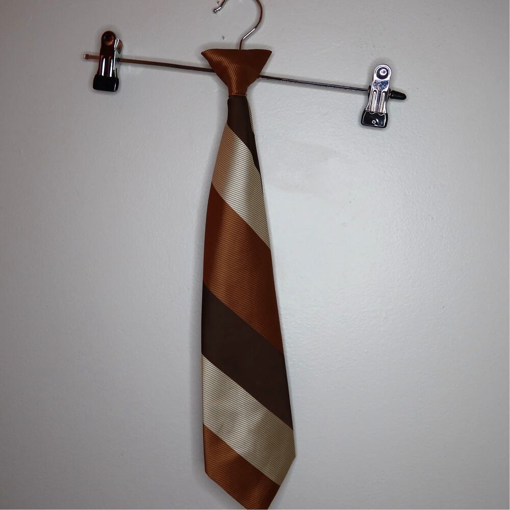 Vintage Towncraft Penneys Brown Striped Silk Necktie Diagonal Stripe